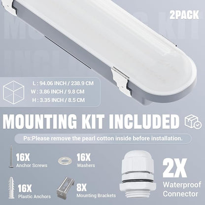 JTT 8FT LED Vapor Tight Light 120/100/80W, 5000K/4000K/3000K Vapor Proof - Image 8