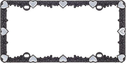 Creathome 3D Daisy Heart License Plate Frame from Pure Zinc Alloy Metal Perfect - Image 3