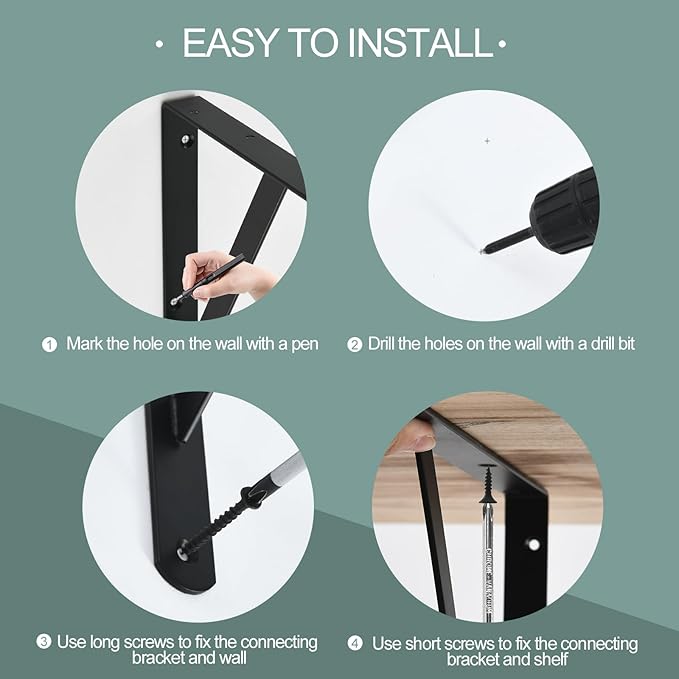 20 Pack L6 x H 4" Black Heavy Duty Shelf Brackets - Image 3
