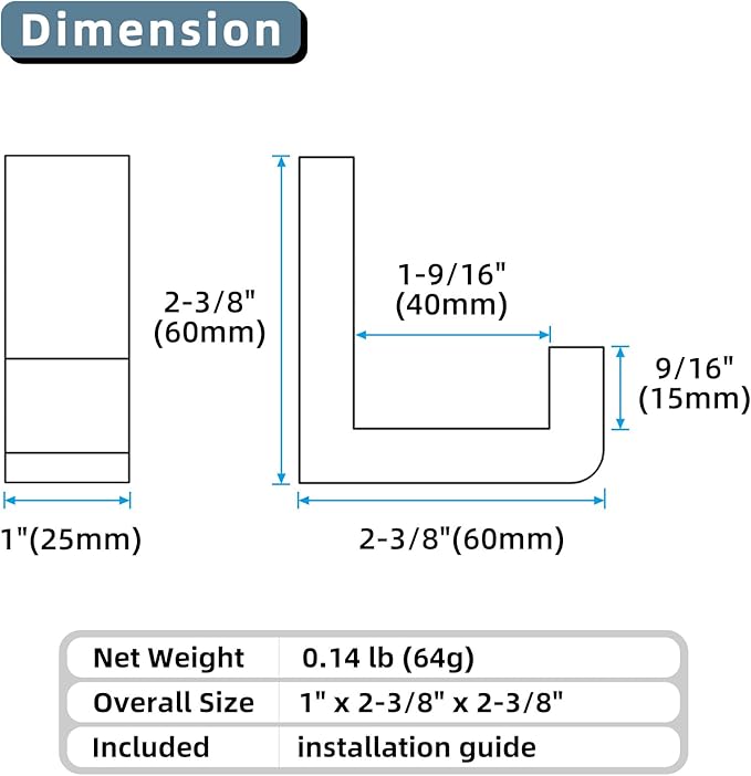 Angle Simple Towel Hook for Bathroom, SUS 304 Stainless Steel Shower Robe Coat - Image 2
