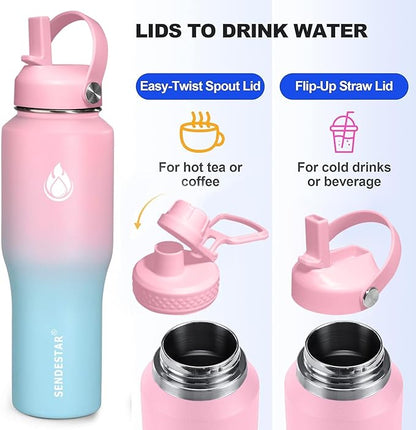 SENDESTAR 40oz Stainless Steel Water Bottle, Double Wall Vacuum Insulated Bottle - Image 3