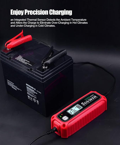 5-Amp High-Efficiency 6V&12V Smart Car Battery Charger, Battery Maintainer - Image 5