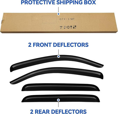 Window Visors Rain Guards for 2005-2015 Toyota Tacoma Double Cab, Out-Channel - Image 6