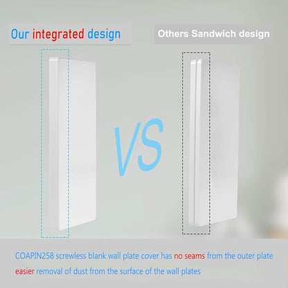 1-Gang Screwless Blank Wall Plate Cover Blank Switch Outlet Electrical Faceplate - Image 2