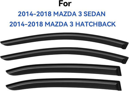 Window Visors Rain Guards for 2014-2018 Mazda 3 Sedan, Out-Channel Window Vent - Image 2