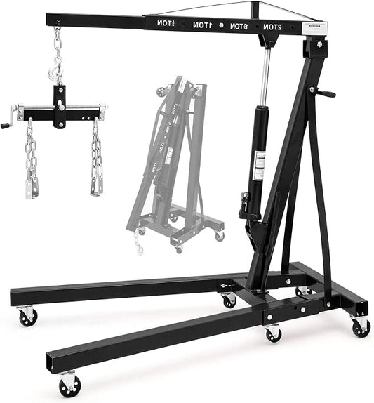 Engine Hoist with Lever, 2 Ton 4000 Lbs Heavy Duty Folding Cherry Picker Engine by GarveeTech