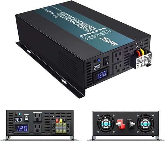 WZRELB Strong Driving Capacity 2500W 24VDC to 120VAC Pure Sine Wave Inverter by WZRELB