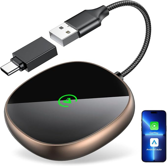 Wireless Carplay Adapter for iPhone & Android Auto 2-in-1, Plug & Play Low by Powerful2-in-1WirelessCarplayAdapterandAIBoxforYourChoice