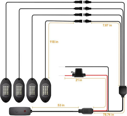 Honalia Pure White Rock Lights 4 Pods, 6000K White LED Rock Lights Kits - Image 6