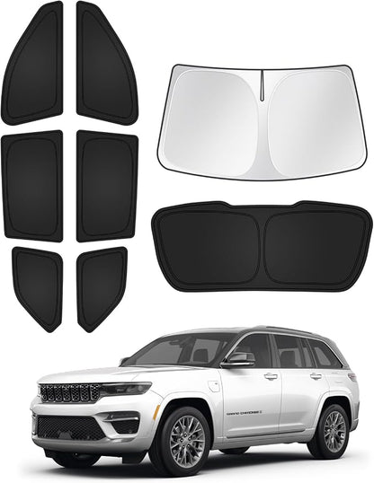 Windshield Sun Shade for 2022-2025 2026 Jeep Grand Cherokee Accessories by Canvcle