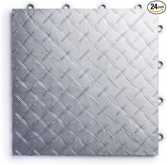 Big Floors RaceDeck Diamond Plate Design, Durable Interlocking Modular Garage by BigFloors