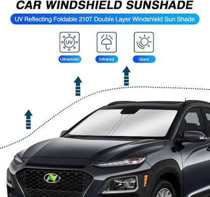 KUST Windshield Sun Shade for 2018-2023 Hyundai Kona Accessories Sunshade - Image 2
