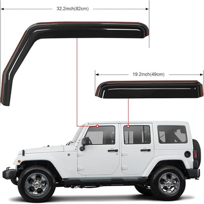 Nilight in Channel Rain Guards for Wrangler JK 2007 2008 2009 2010 2011 2012 - Image 6