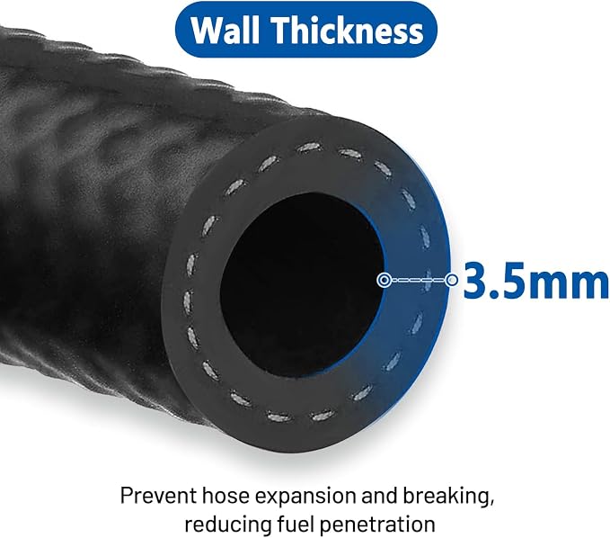 LokoCar Rubber Fuel Hose Line Push Lock 1/2" ID SAE 30R7 NBR 10ft 300PSI Black - Image 4