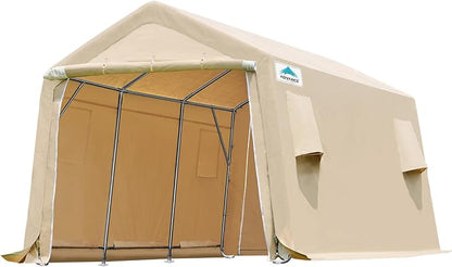ADVANCE OUTDOOR 10x15 ft Shelter Storage Shed Steel Metal Peak Roof Portable by ADVANCEOUTDOOR
