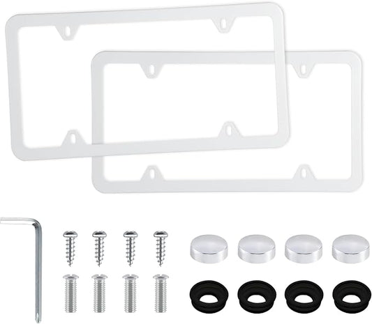 LivTee 4 Holes Stainless Steel License Plate Frames, Automotive Exterior by LivTee