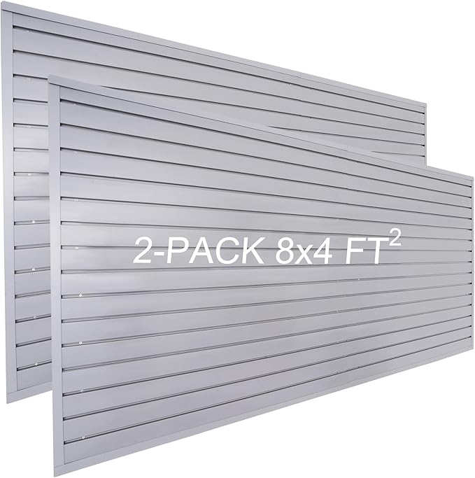 Slat Wall Paneling Garage Wall Organizer, PVC Gray Slatwall Panels 2 Pack 4'x8' by FRAYSCENT