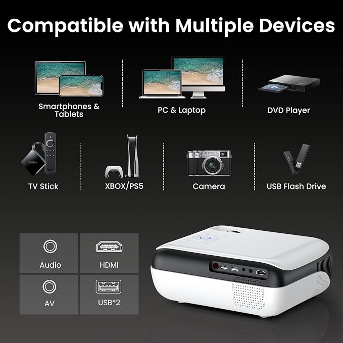 HAPPRUN Native 1080P Bluetooth Projector, Full HD Portable Outdoor Movie - Image 7
