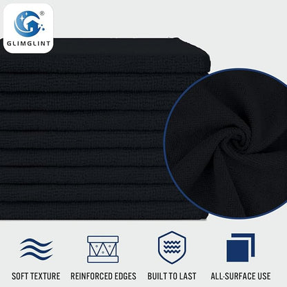GLIMGLINT Black Microfiber Cleaning Cloth, 150 Pack Microfiber Towels - Image 3
