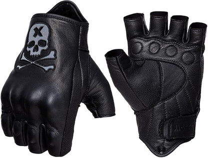 Goatskin Leather Motorcycle Motorbike Powersports Racing Gloves Reflective by Keebik