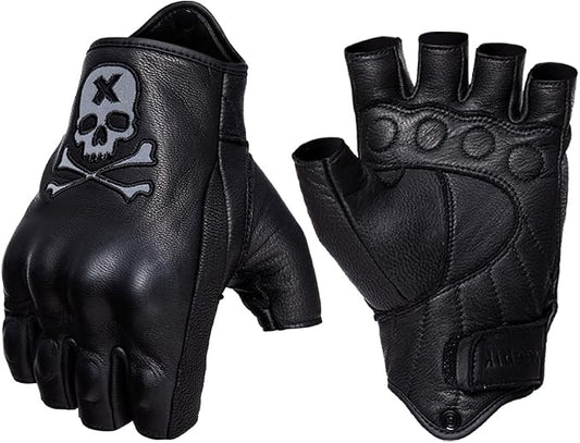 Goatskin Leather Motorcycle Motorbike Powersports Racing Gloves Reflective by Keebik