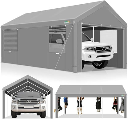 COBIZI Carport 10x20ft Heavy Duty Portable Garage, 2.0 Powder Coated Frame by COBIZI