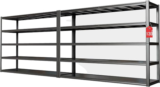 65" W Garage Shelving Heavy Duty, Adjustable 5 Tier Metal Shelves, Commercial by PMKES