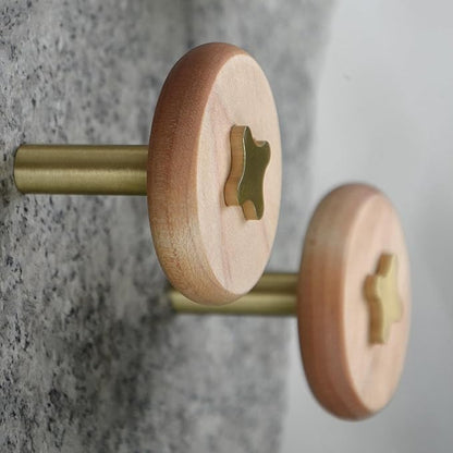 Solid Brass & Maple/Mahogany Wall Hooks 2 Pack - Image 9