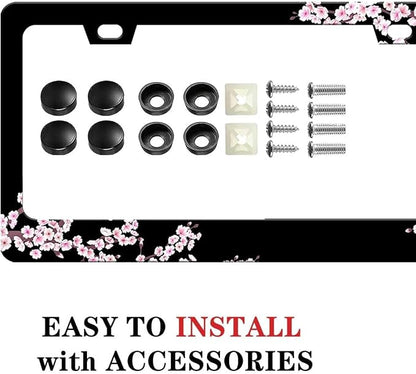 Cherry Blossom License Plate Frame-2 PCS Cherry Floral Flowers License Plate - Image 6