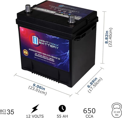 Mighty Max Battery MM-G35 Start and Stop Car BCI Group Size 35 12V 55Ah - Image 2