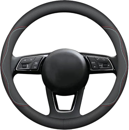 New Nappa Leather car Steering Wheel Cover, Universal 15 inch Black - Image 3