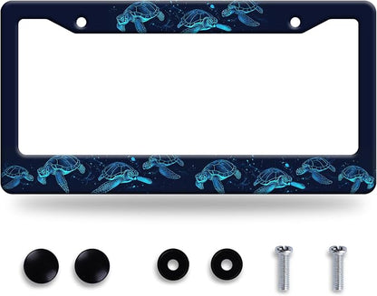 Sea Turtle License Plate Frame Blue Turtles License Plate Stainless Steel Funny by GORSNKYE