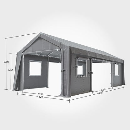 12x20ft Heavy Duty Carport Outdoor Canopy Portable Garage - Image 2