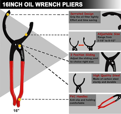 5Pcs Adjustable Oil Filter Pliers Set, Universal Oil Filter Removal Tool - Image 8