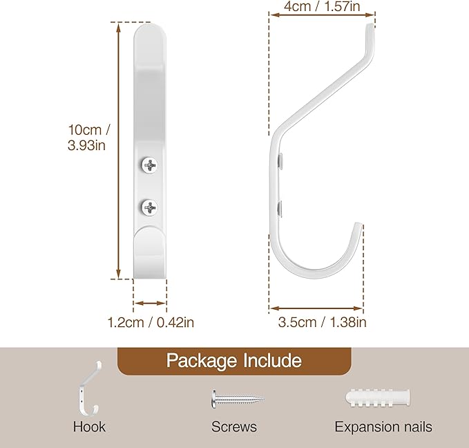 10-Pack Coat Hook for Hanging, Stainless Wall Hooks for Towel, Wall Mounted - Image 4