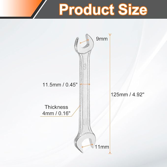 HARFINGTON 2pcs Double Open End Wrench 9mm x 11mm Metric 15 Degree Offset Angle - Image 2
