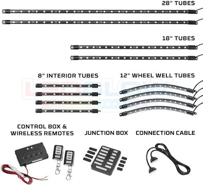 LEDGlow 12pc Million Color LED 4-Seater Golf Cart Underglow Neon Lighting Kit - Image 2