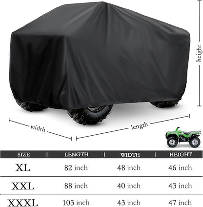 XYZCTEM Waterproof ATV Cover, Heavy Duty Black Protects 4 Wheeler from Snow - Image 3
