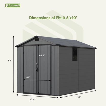 Patiowell 6x10 FT Outdoor Plastic Storage Shed - Image 3