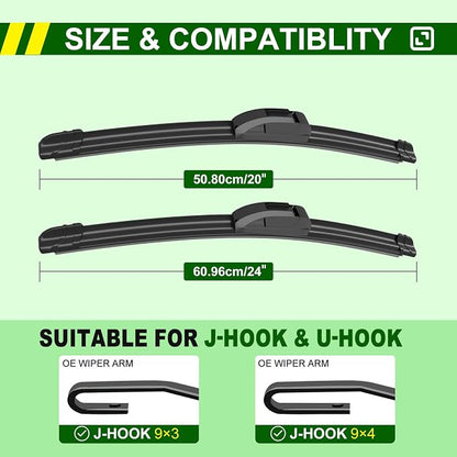 QUALITY 24in + 20in Premium All-Season Windshield Wiper Blades - Image 2