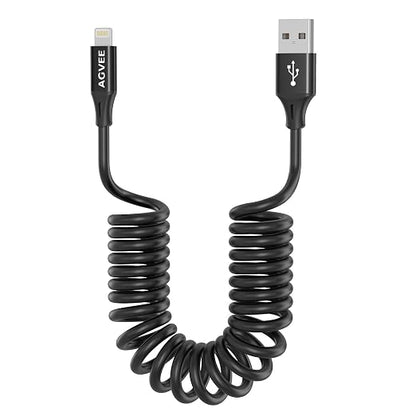 AGVEE 2 Pack 3ft Coiled Short USB to Lightning Charging Cable 3A Fast Charger by AGVEE