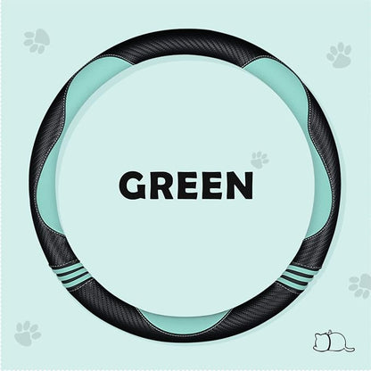 Car Steering Wheel Covers for Women Girl Padded Carbon Fiber PU Leather Cute - Image 3