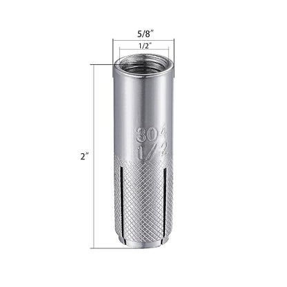 Wensilon 1/2"-13 Premium Stainless Steel Drop in Anchors Assortment, Knurled - Image 2
