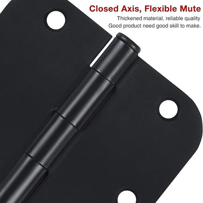 TDCHINGES 30 Pack Rounded Matte Black Door Hinges 3.5 Inch 5/8" Radius Interior - Image 6