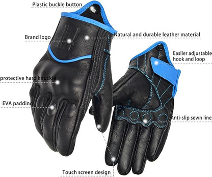 Harssidanzar Leather Motorcycle Gloves - Image 3