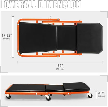 DNA MOTORING 36 Inches 2 IN 1 Rolling Folding Car Creeper/Seat, 150kg Weight - Image 3