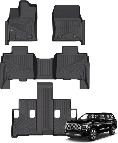 GINOWY-Floor Mats for Toyota Sequoia 2023 2024 2025, TPE All Weather Sequoia by GINOWY