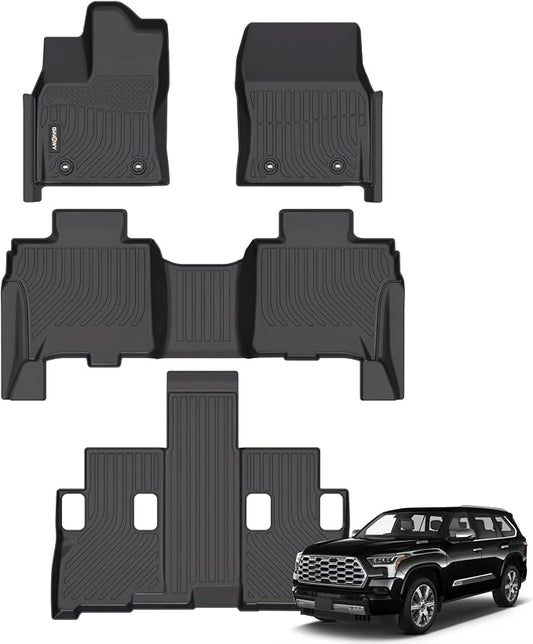GINOWY-Floor Mats for Toyota Sequoia 2023 2024 2025, TPE All Weather Sequoia by GINOWY