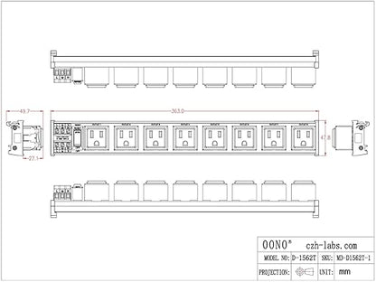 DIN Rail Mount AC 120V NEMA 5-15R 8 Receptacles Outlet Power Strip Module - Image 5