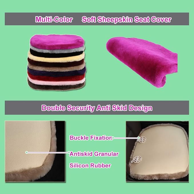 20inchs Fluffy Genuine Australia Warm Sheepskin Car Seat Cover - Image 7